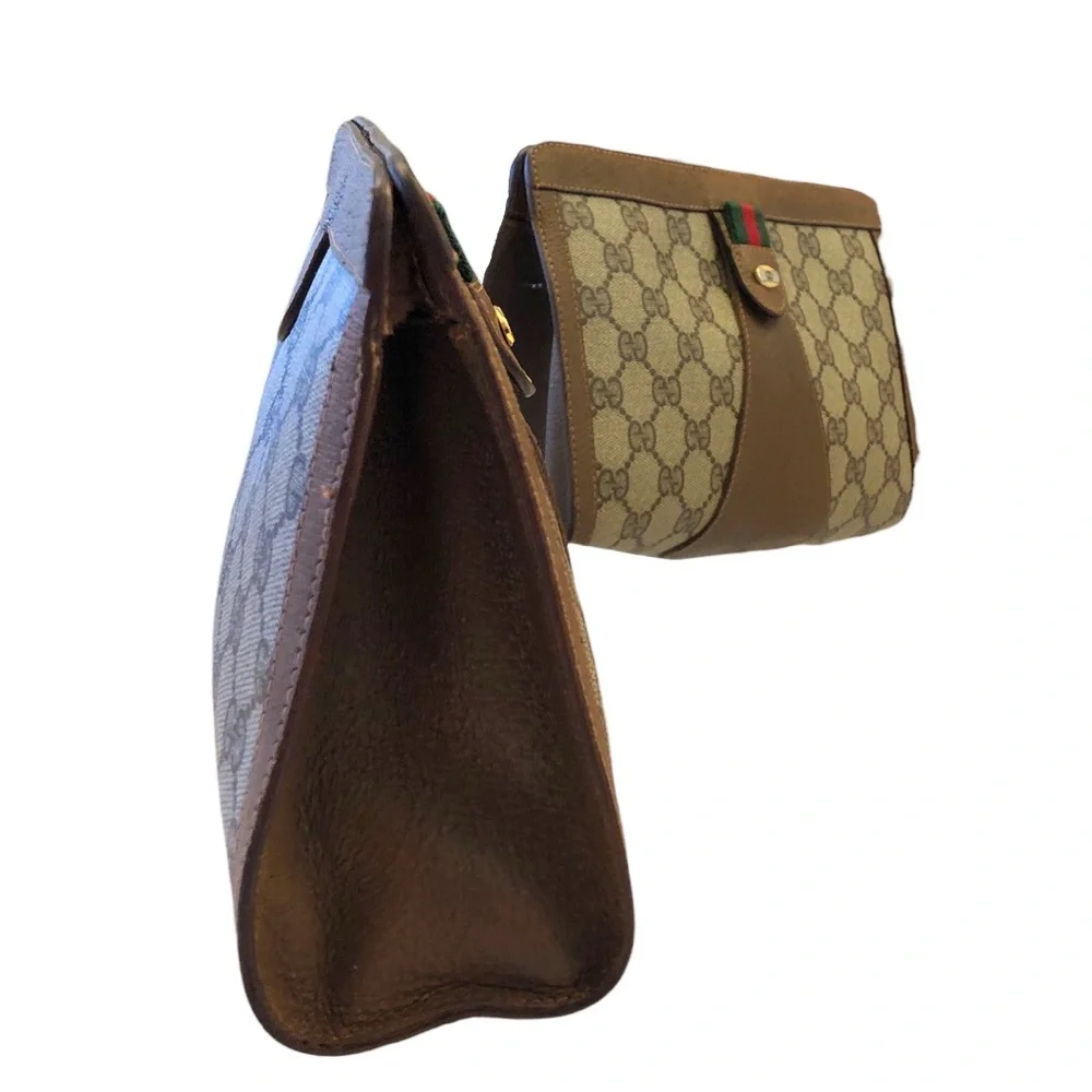 Gucci Sherry Line GG Clutch Canvas Leather Unisex Pouch Monogram